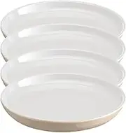 Emile Henry Everyday Collection Ceramic 8" Salad|Dessert Plate Set of 4, Sugar & Cream