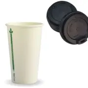 50 Cups + 50 Lids Disposable Biocup Coffee 12Oz 350Ml Bulk Paper Takeaway Sets