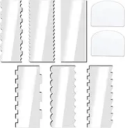 8 Pieces Clear Acrylic Cake Scraper, 6Pcs Icing Scraper Comb and 2Pcs Soft Plastic Cake Scraper Smoother, 9.5 Inch Large Cake Shapers Kitchen Baking Tools For Cake Decorating for Christmas Halloween