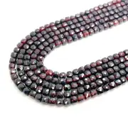 Natural Red Garnet Beads Square Cube Faceted Size 4mm Gemstone Beads - PGS262