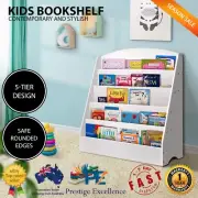 5 Tiers Kids Bookshelf Magazine Rack Shelf Room Organiser Bookcase Display White