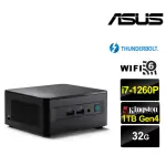 【ASUS 華碩】NUC I7十二核{光影中尉III} 迷你電腦(I7-1260P/32G/1TB M.2)