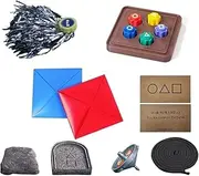 Korean Traditional Games Set – 5-Piece Folk Game Collection for Kids & Families – Gonggi, Ddakji, Paengi, Jegi Kick & Biseokchigi – Fun Hand-Eye Coordination Training - Squid Game Play Set