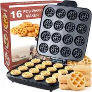 16 PCS Mini Waffle Maker Machine, Nonstick Waffles Iron Quick Heat-Up Surface...