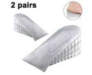 2 Pairs Heel Lift Inserts Height Increase Insole Invisible Heightening Insole Sillicone 3-Layer Heel Support Insoles Height-Adjustable Shoe Pads Foot Cushi - Gray