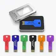 Personalized USB Flash Drive, 50 Pack Custom Key Shaped Thumb Drive USB 2.0 Memory Stick Pen Drive, Ideal for Business, Education, Corporations, Photography & Music Studios (1 GB,with Metal Box)