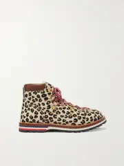 [Moncler] Moncler - Blanche Shearling-lined Calf Hair Ankle Boots - Leopard print - IT35 IT 35 Animal print