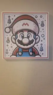 Mario with Christmas Hat - Holiday Wall Art - 3d Print.
