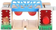 Wooden Train Bridges Train Tracks Accessories 19.5cm Wood Train Lifting Bridge Expansion Railroad Tracks Accessories Double Deck Bridge Model
