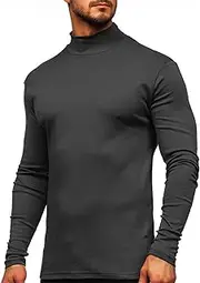 [Rela Bota] Mens Half Turtleneck Long Sleeve Pullover Basic Designed Undershirt Stretch Slim Fit Sweaters