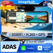 12" Wireless CarPlay & Android Auto Mirror Dash Cam with Night Vision