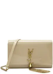 Saint Laurent Kate Patent Leather Wallet-on-chain - Nude ONE SIZE