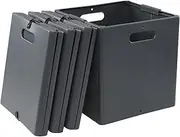[Gloreen] 4 Pack Collapsible Storage Cubes, Foldable Storage Bin, Grey