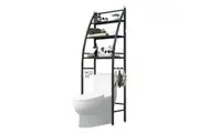 ACA 3 Tiers Bathroom Over Toilet Storage Rack Steel Towel Rack Shelf Organiser Holder Black