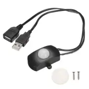 DC 5-24V 5A PIR Motion Sensor Switch Activated LED Lights with USB Cable Black