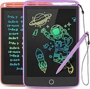 TECJOE 2 Pack LCD Writing Tablet, Colorful Doodle Board Electronic Writing Drawing Board for Kids, Learning Toys Gifts for 3-6 Years Old Boys and Girls, 8.5 Inch (Pink and Purple)