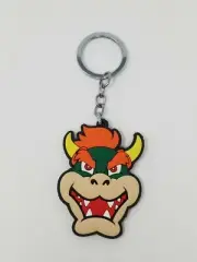 Nintendo Super Mario Bros Rubber Keychain Bowser Face 3"