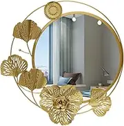 KKTAPOS Gold Mirrors for Wall - Metal Geometric & Leaves Wall Mirror Room Decor & Home Decor Decorative Hanging Wall Boho Mirror Wall Decor for Bedroom Living Room Entryway (Flower)