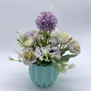 Artificial Flower in Vase Silk Rose Daisy Hydrangeas Flowers Combination with Va