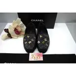 ☆優買二手精品名牌店☆ CHANEL G39770 黑色 全皮 厚底 鉛筆鞋 鬆餅鞋 草編鞋 休閒鞋 平底鞋 超新