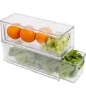 2 Pack Stackable Refrigerator Organizer Bins with Pull-Out Drawer #Z2