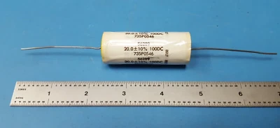 Capacitor, 735P0546, SPRAGUE, 20 UF/MF, 100VDC, Audio, Axial, Metallized, 10%