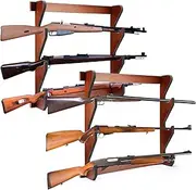 RattanView 2 Pcs Gun Racks Wood Display Rifle Rack Gun Storage Holder Wall Mount for Home or Garage