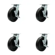 8 Inch Polyolefin Caster Set with Ball Bearings and Brake/Swivel Lock SCC