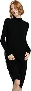 [Zozogag] Women Dress 100% Solid Cashmere Knitwears Winter Fashion Oneck Long Pullovers Solid Colors Ladies Dresses