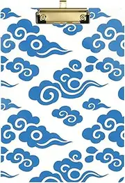 Chinese Auspicious Cloud Pattern White Blue Double clipboard Folder Acrylic Cute for Teacher Portfolio clipboard Tabla para escribir con Clip Size 9 x 12