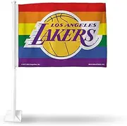 Rico Industries NBA Los Angeles Lakers Exclusive Double Sided Double Sided Car Flag - 16" x 19" - Strong Pole That Hooks onto Car/Truck/Automobile