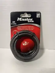 Master Lock Cable 4 ft 4-Dial Preset Steel Locking Lock Combination NEW