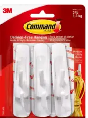 Command 6 Hooks Medium Sized Utility Hooks White PKG DMG B260