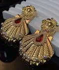 Scallop Sea Shell Beach Earrings Couture Pearl Embellished Gold Plated Earrings