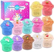 12 Pack Butter Slime Kit with Unicorn Cute Slime Charms, Educational Mini