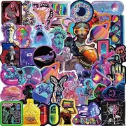 52Pcs Aesthetic Cool Cyberpunk Stickers Kids Teens Girls Colorful Cyberpunk Future Technology Wilderness Vinyl Water Bottle Laptop Decals Decorative Scrapbook Skateboard Journal Graffiti Stickers