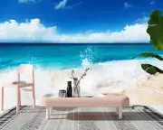 Bright Seascape Sticker Self-adhesive Bedroom Wallpaper Murals Poster Removable
