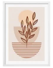[Profile Australia] Australian Made Boho Plant Lines 2 Art Print A1 Frame in White