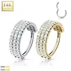 14K SolidGOLD Triple Gem EAR NOSE Piercing Ring Daith Tragus Helix Orbital Pinna