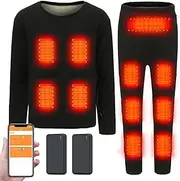 [IMYOGI] Cozy Heated Underwears Set with Battery, 14/22 Zones Electric Heating Thermal Baselayer Shirt Pant APP Control Temperature