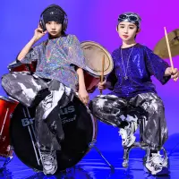 在飛比找蝦皮購物優惠-3-14歲 兒童街舞 表演服裝 爵士舞服裝 嘻哈套裝 女童街