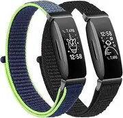 2 Pack Nylon Ace 3 Bands Compatible with Fitbit Ace 3 Straps for Kids Boys Girls - Soft Skin-Friendly Breathable Colorful Ace 3 Bands for Kids Watch Band Wrist Strap Bracelet Accessories