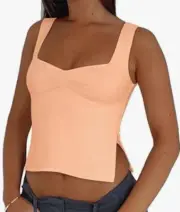 NEW REORIA Women's Sexy Ruched Side Split Cropped Tank Top Size 2XL