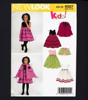 Child's Sleeveless Dress, Capelet, Cape New Look Sewing Pattern 6527 Sizes 3 - 8