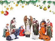 Christmas Nativity Set, Christmas Manger Nativity Set - Resin Nativity Table Top Scene Nativity Scene Set, Religious Figurines Crafts Statue Decoration, Fade Resistant Manger Scene for Church