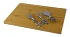 Bamboo Charcuterie Cheese Board Set with Cheese Knives and Prong Fork