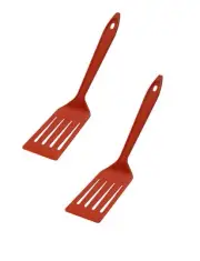 2 New RED LOPOL HUTZLER Nylon Plastic Slotted Spatula Turner Flipper 11 1/2"
