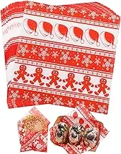 KIKISML 100 PCS Deli Paper Sheets 7x7 Inch, Christmas Decoration Food-Grade Greaseproof Paper Food Basket Liners for Sandwiches, Burgers, Fries Wrapping Paper Sheets Red Christmas Hat Gingerbread