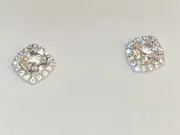 New Sterling Silver White Lab-Created Sapphire Stud Earrings In Box W/tags
