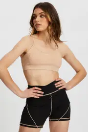 Beige Active Cross Back Sports Bra - Size L, Women's Aw Vest
